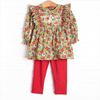 Late Summer Scarlet Smocked Legging Set, Red