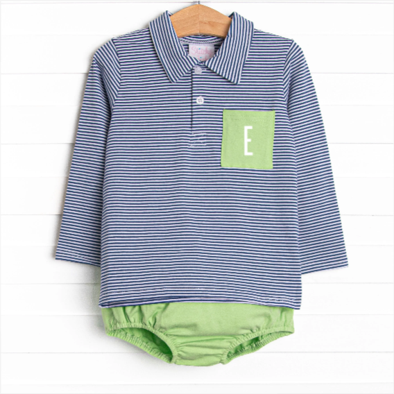 Levi Diaper Set, Green and Navy Stripe