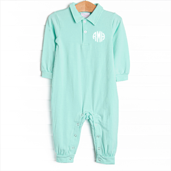 Levi Long Romper, Mint Green