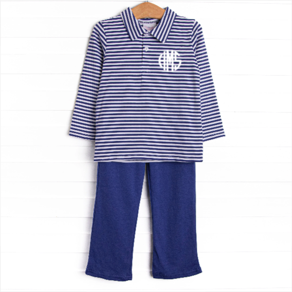 Levi Pant Set, Royal Blue Stripe