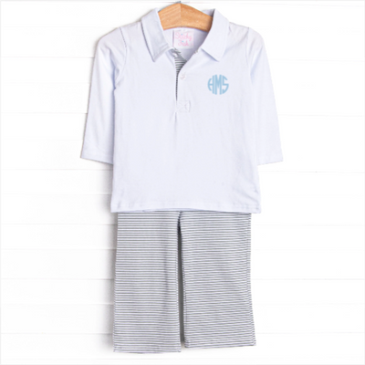 Levi Pant Set, Sage Stripe