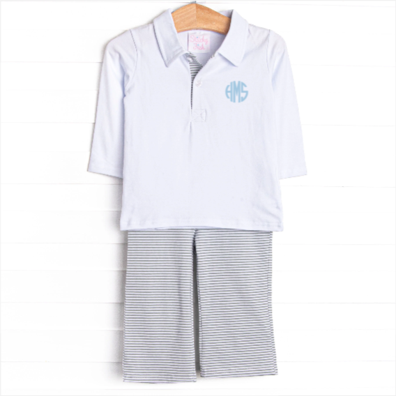 Levi Pant Set, Sage Stripe