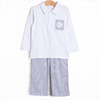 Levi Pocket Pant Set, Slate Blue Stripe
