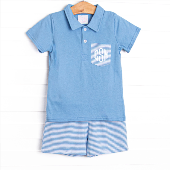 Levi Short Set, Medium Blue