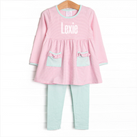 Lexie Legging Set, Mint and Light Pink Stripe