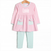 Lexie Legging Set, Mint and Light Pink Stripe