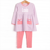 Lexie Legging Set, Pink and Light Purple Stripe