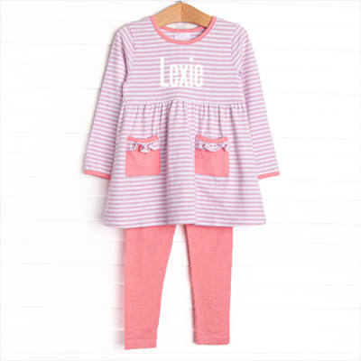 Lexie Legging Set, Pink and Light Purple Stripe