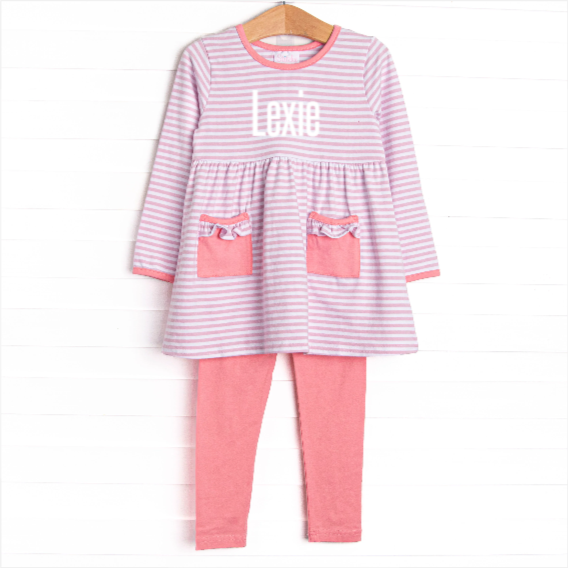 Lexie Legging Set, Pink and Light Purple Stripe