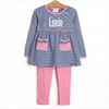 Lexie Legging Set, Pink and Navy Stripe