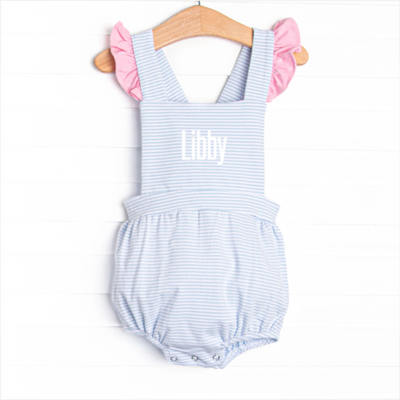 Libby Sunsuit, Pink and Blue Stripe