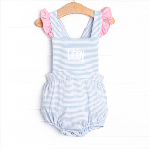 Libby Sunsuit, Pink and Blue Stripe