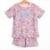 Lily Lane Sweatshirt Short Set, Pink