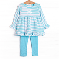 Lyla Legging Set, Aqua Stripe