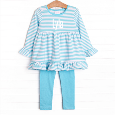 Lyla Legging Set, Aqua Stripe