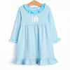 Lyla Ruffle Dress, Aqua Stripe