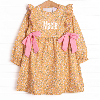 Macie Marigold Side Tie Dress, Yellow