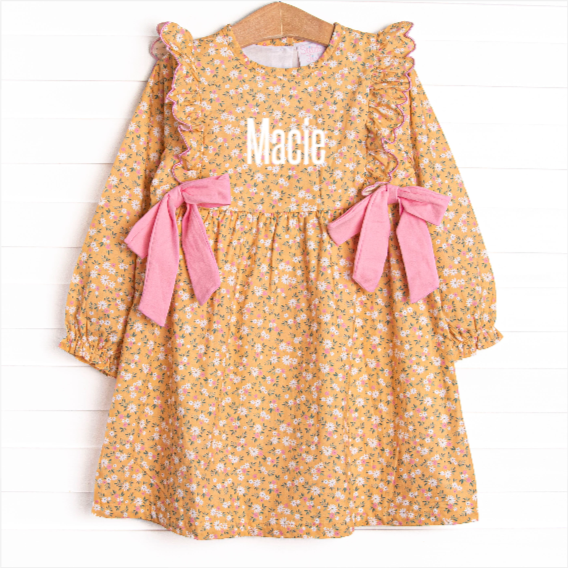 Macie Marigold Side Tie Dress, Yellow