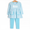 Maisie Pocket Legging Set, Aqua Stripe