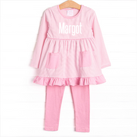 Margot Long Sleeve Legging Set, Pink Stripe