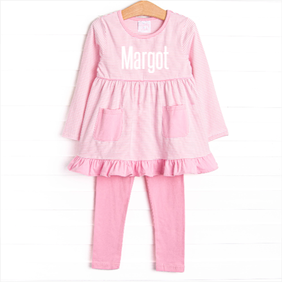 Margot Long Sleeve Legging Set, Pink Stripe