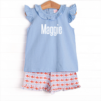 Marlin Marina Ruffle Short Set, Blue