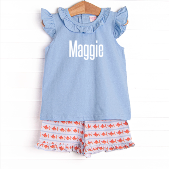 Marlin Marina Ruffle Short Set, Blue