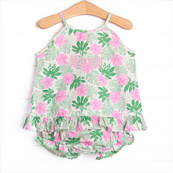 Maui Meadows Diaper Set, Pink