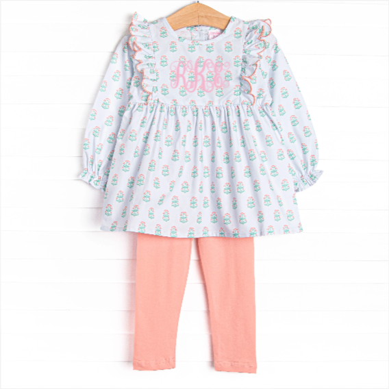 Medallion Memories Flutter Sleeve Legging Set, Blue