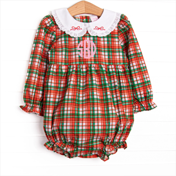 Merry Berry Bows Embroidered Bubble, Red