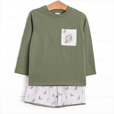 Migrating Mallard Long Sleeve Short Set, Green