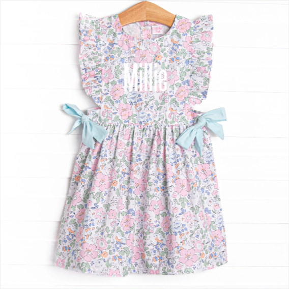 Millie Magnolia Side Tie Dress, Blue