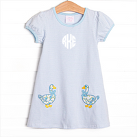 Mother Goose Garden Applique Dress, Blue