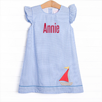 Nautical Navigator Applique Dress, Blue