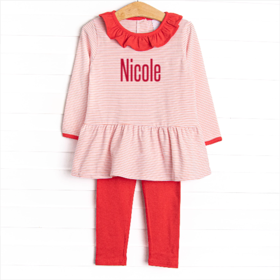 Nicole Legging Set, Red and Pink Stripe