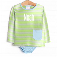 Noah Diaper Set, Blue and Light Green Stripe