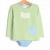 Noah Diaper Set, Blue and Light Green Stripe