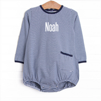 Noah Long Sleeve Pocket Bubble, Navy Stripe