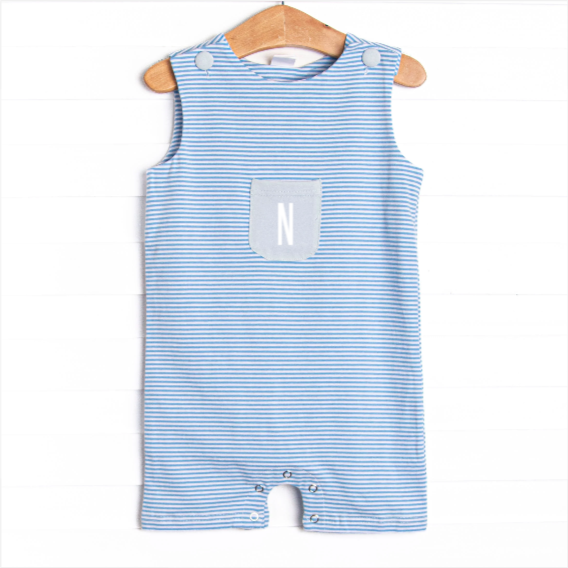 Noah Pocket Jon Jon, Light Blue and Medium Blue Stripe