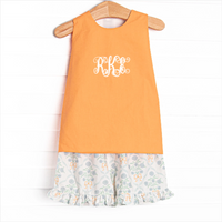 Orange You Glad Garden Ruffle Short Set, Orange