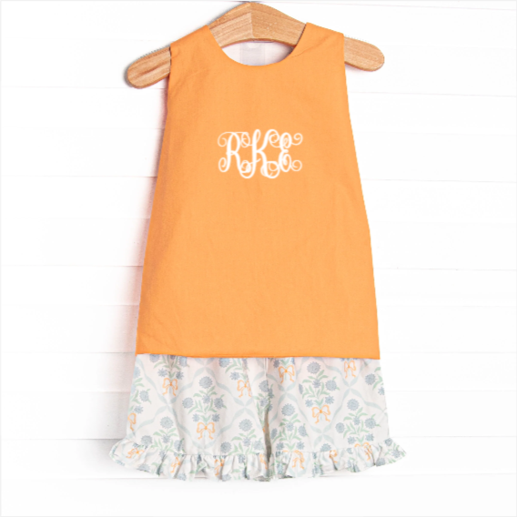 Orange You Glad Garden Ruffle Short Set, Orange