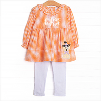 Paranormal Pup Applique Legging Set, Orange