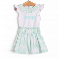 Pastel Pinstripe Skirt Set, Green
