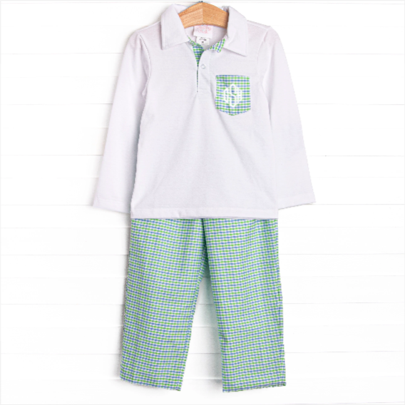 Perfectly Plaid Pant Set, Green