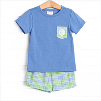 Perfectly Plaid Pocket Short Set, Green