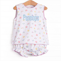 Petite Petals Diaper Set, Purple