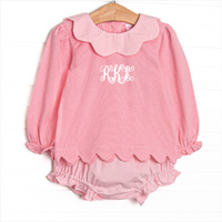 Petra Pink Scalloped Bib Diaper Set, Pink
