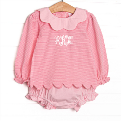 Petra Pink Scalloped Bib Diaper Set, Pink