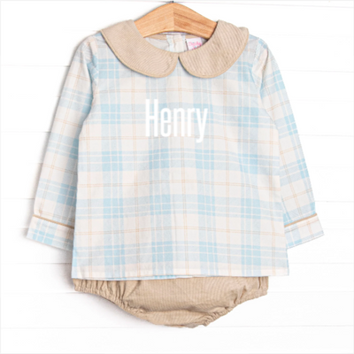 Picture Perfect Plaid Diaper Set, Blue