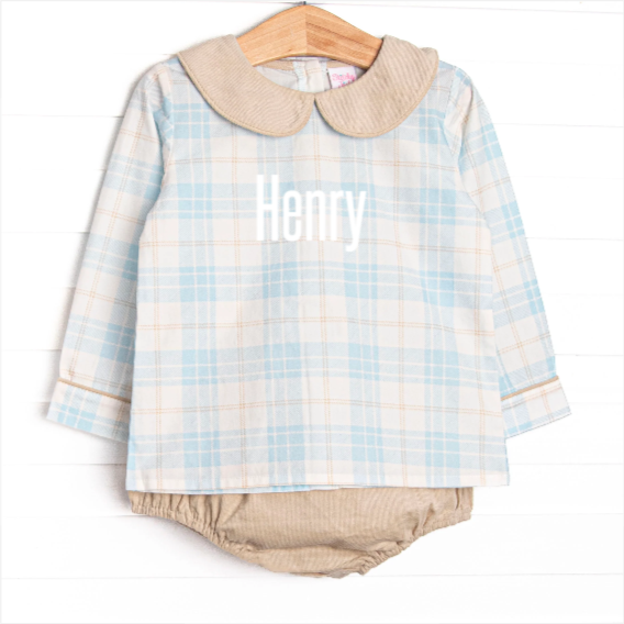 Picture Perfect Plaid Diaper Set, Blue
